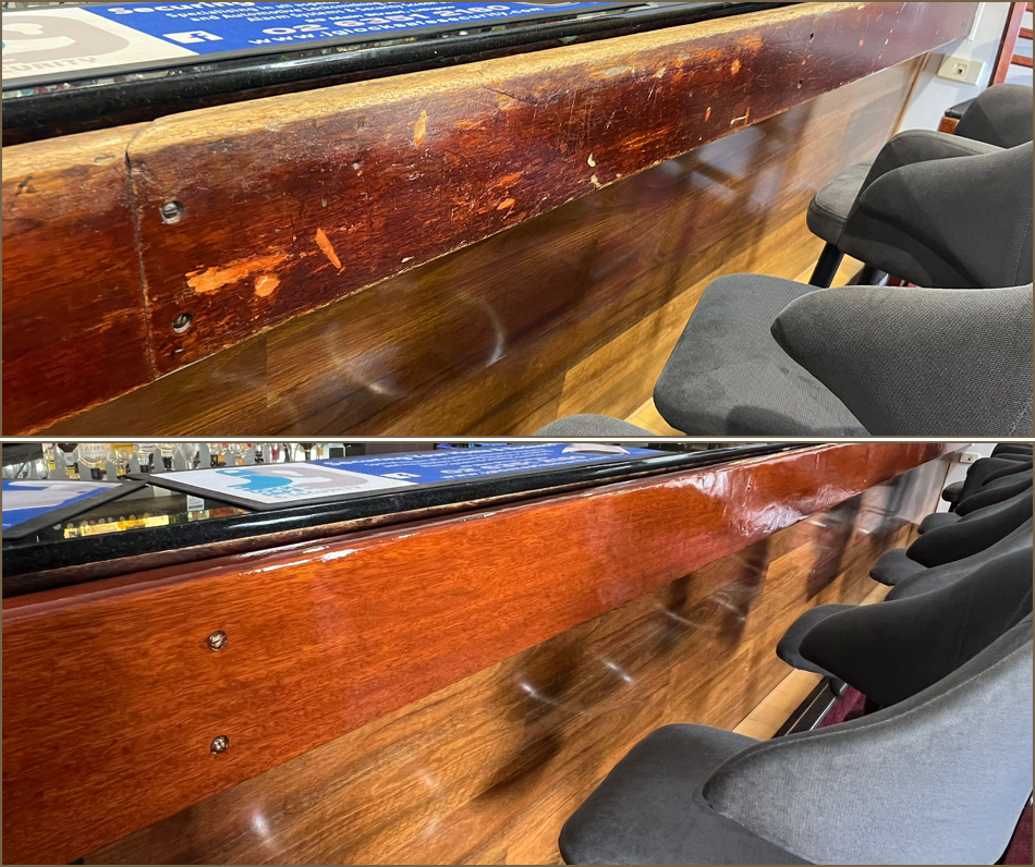 100+ year old scratched front bar - repaired with mirror gloss finish - 2025